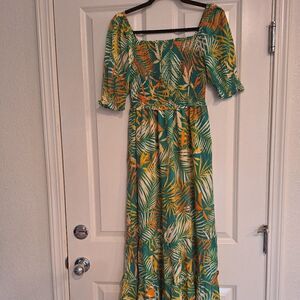 Betsey Johnson Multicolor Floral Puff Sleeve Maxi Dress size xs‎